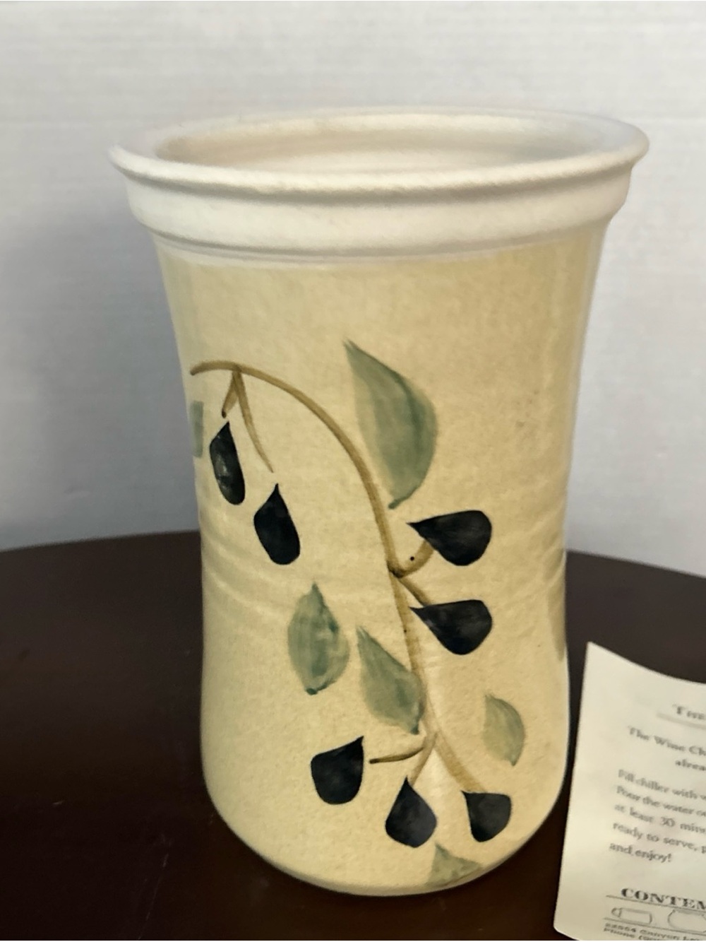Contemporary Pottery wine chiller or vase with olive branch design